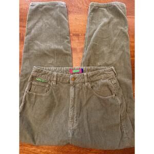 Gympire Olive Green Corduroy Pants Women’s Size 12 Wide Leg Retro Streetwear Y2K